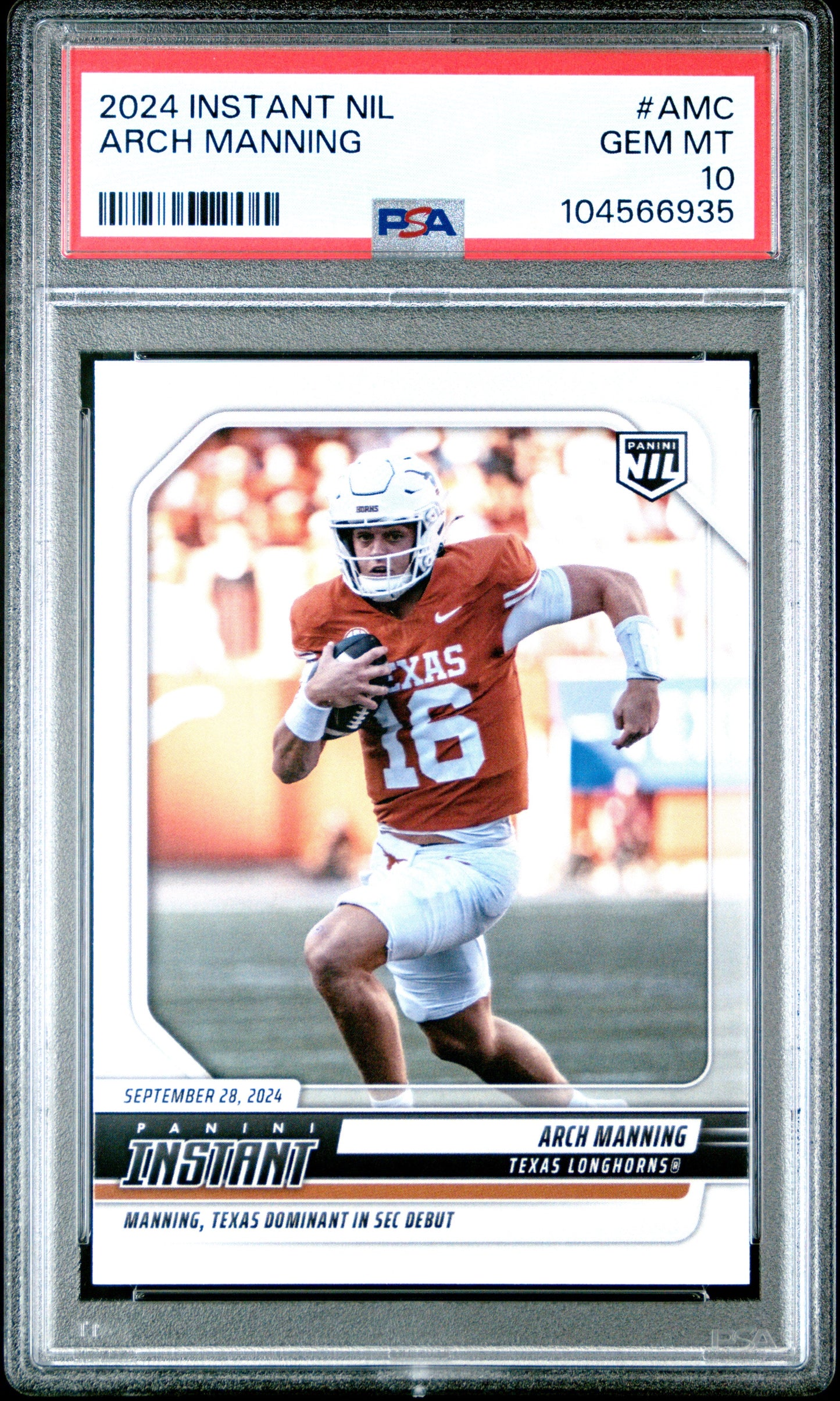 Graded 2024 Panini Instant NIL Arch Manning #AMC Rookie RC Football Card PSA 10 Gem Mint