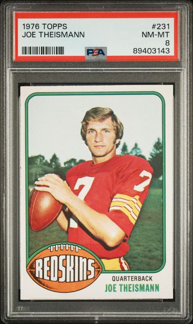 Graded 1976 Topps Joe Theismann #231 2nd Year Football Card PSA 8 NM-MT
