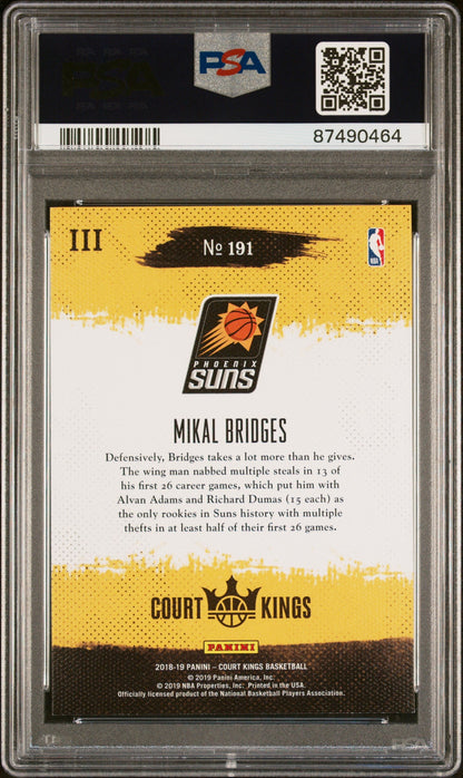 Graded 2018 Panini Court Kings Mikal Bridges #191 International Rookie RC Basketball Card PSA 10 Gem Mint