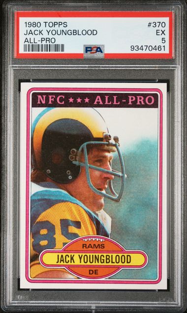 Graded 1980 Topps Jack Youngblood #370 Football Card PSA 5 Excellent