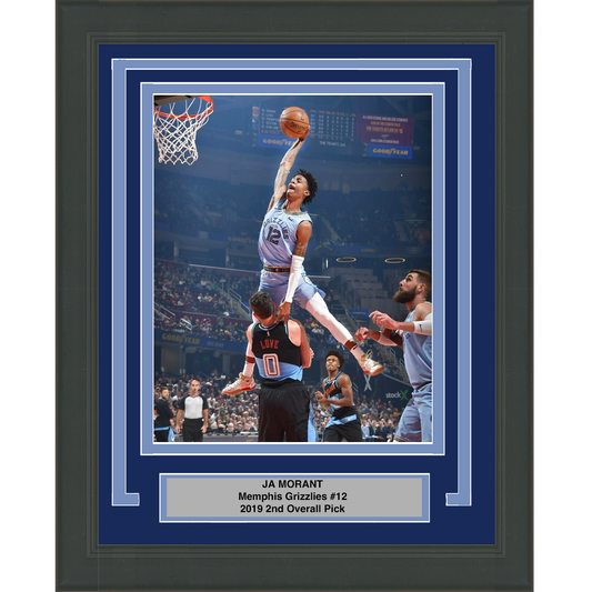 Framed Ja Morant Dunk on Kevin Love Memphis Grizzlies 8x10 Basketball Photo