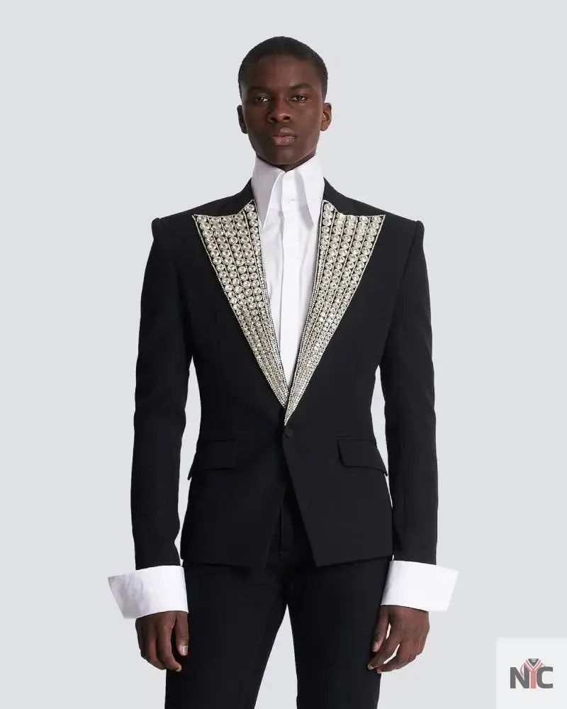Jacket With Crystal-Embellished Collar