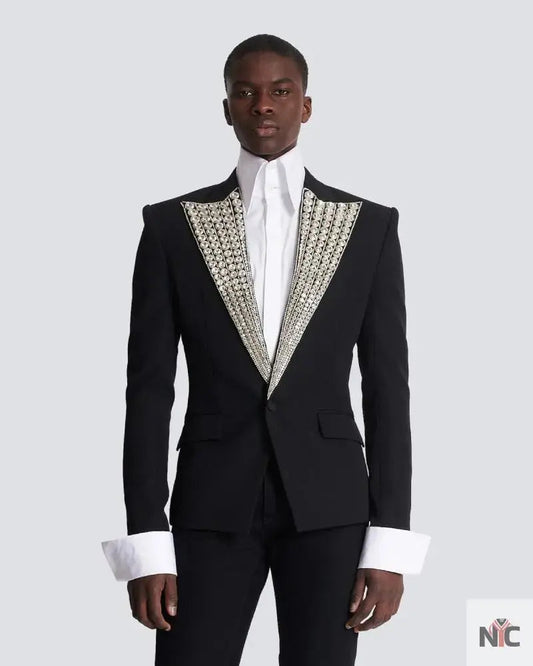 Jacket With Crystal-Embellished Collar