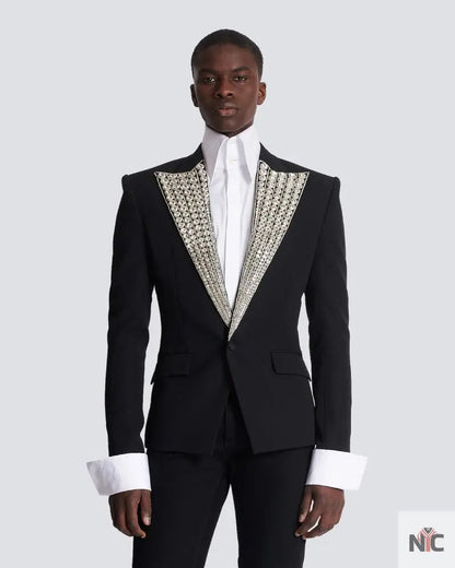 Jacket With Crystal-Embellished Collar