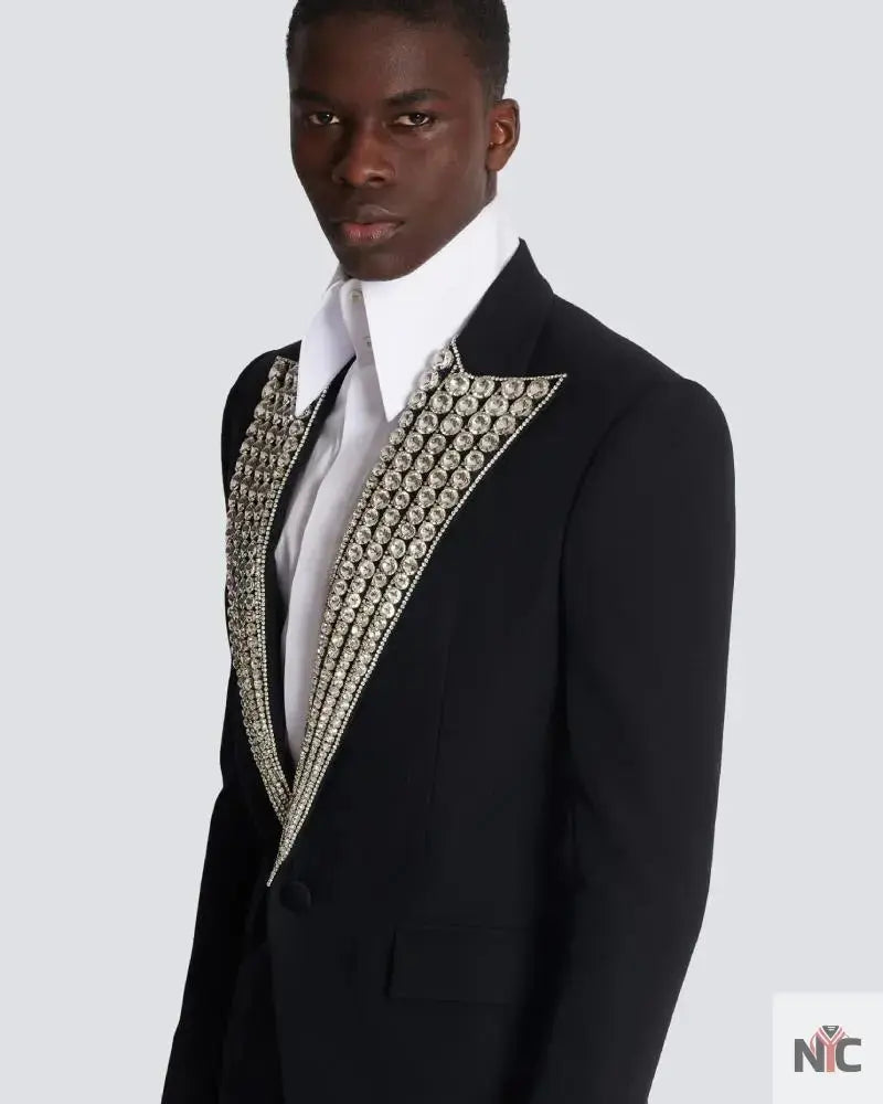 Jacket With Crystal-Embellished Collar