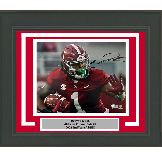 Framed Autographed/Signed Jahmyr Gibbs Alabama Crimson Tide 8x10 College Football Photo Fanatics COA