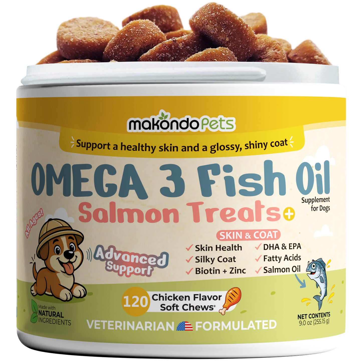Omega 3 for Dogs - Salmon Oil - 120 Soft Chews