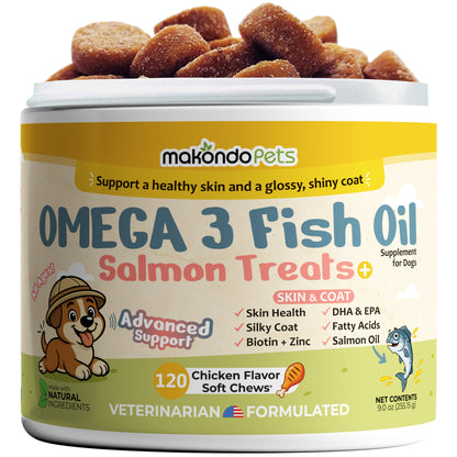 Omega 3 for Dogs - Salmon Oil - 120 Soft Chews