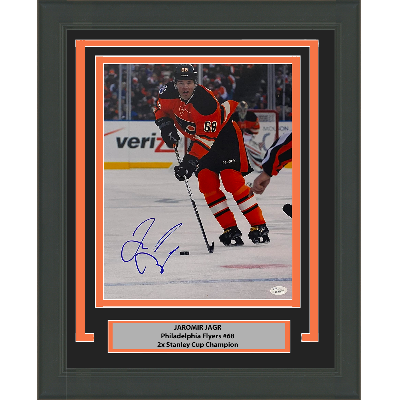 Framed Autographed/Signed Jaromir Jagr Philadelphia Flyers 11x14 Hockey Photo JSA COA