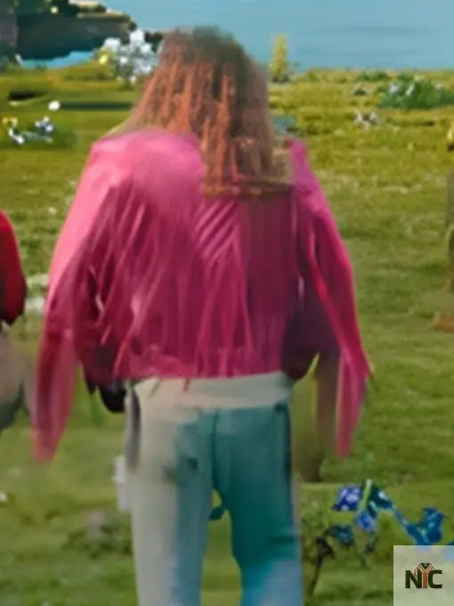 Jason Momoa A Minecraft Pink Fringed Jacket