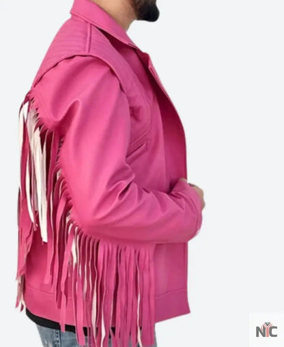 Jason Momoa A Minecraft Pink Fringed Jacket