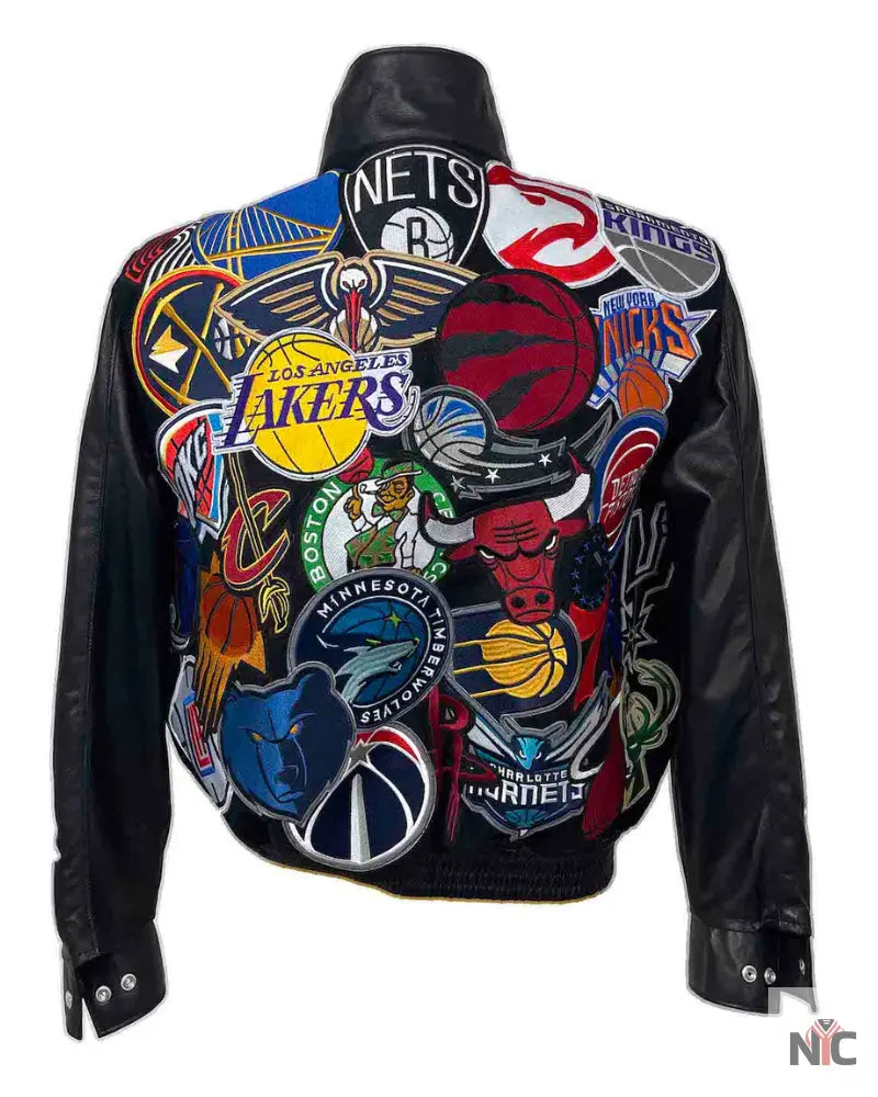 Jeff Hamilton NBA Megapatch Wool Black Leather Jacket
