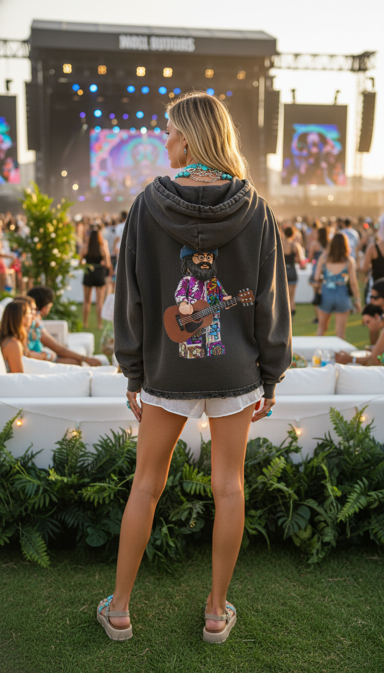 Jerry Garcia Mandala Vintage Washed Frayed-Hem Hoodie