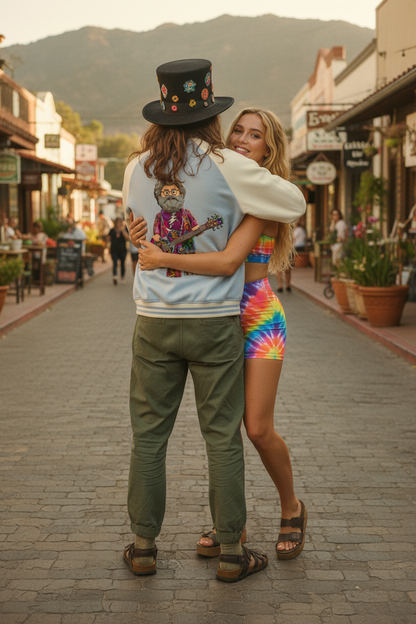 Jerry Garcia Top Hat Two Tone Raglan Sleeve Varsity Jacket