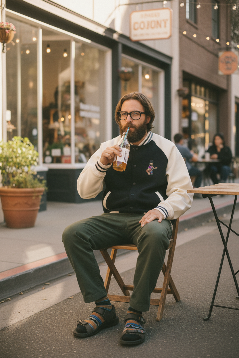Jerry Garcia Top Hat Two Tone Raglan Sleeve Varsity Jacket