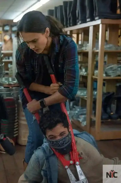 Jessica Alba Trigger Warning 2024 Plaid Shirt