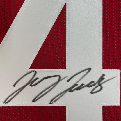 Framed Autographed/Signed Jerry Jeudy 35x39 Alabama Red College Football Jersey JSA COA