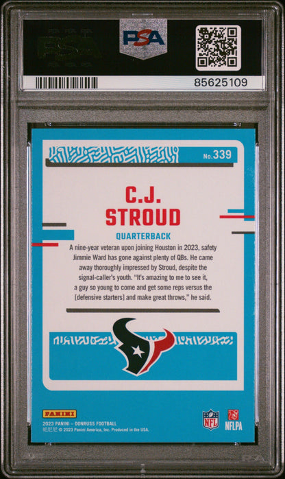 Graded 2023 Panini Donruss CJ Stroud #339 Rookie RC Football Card PSA 9 Mint