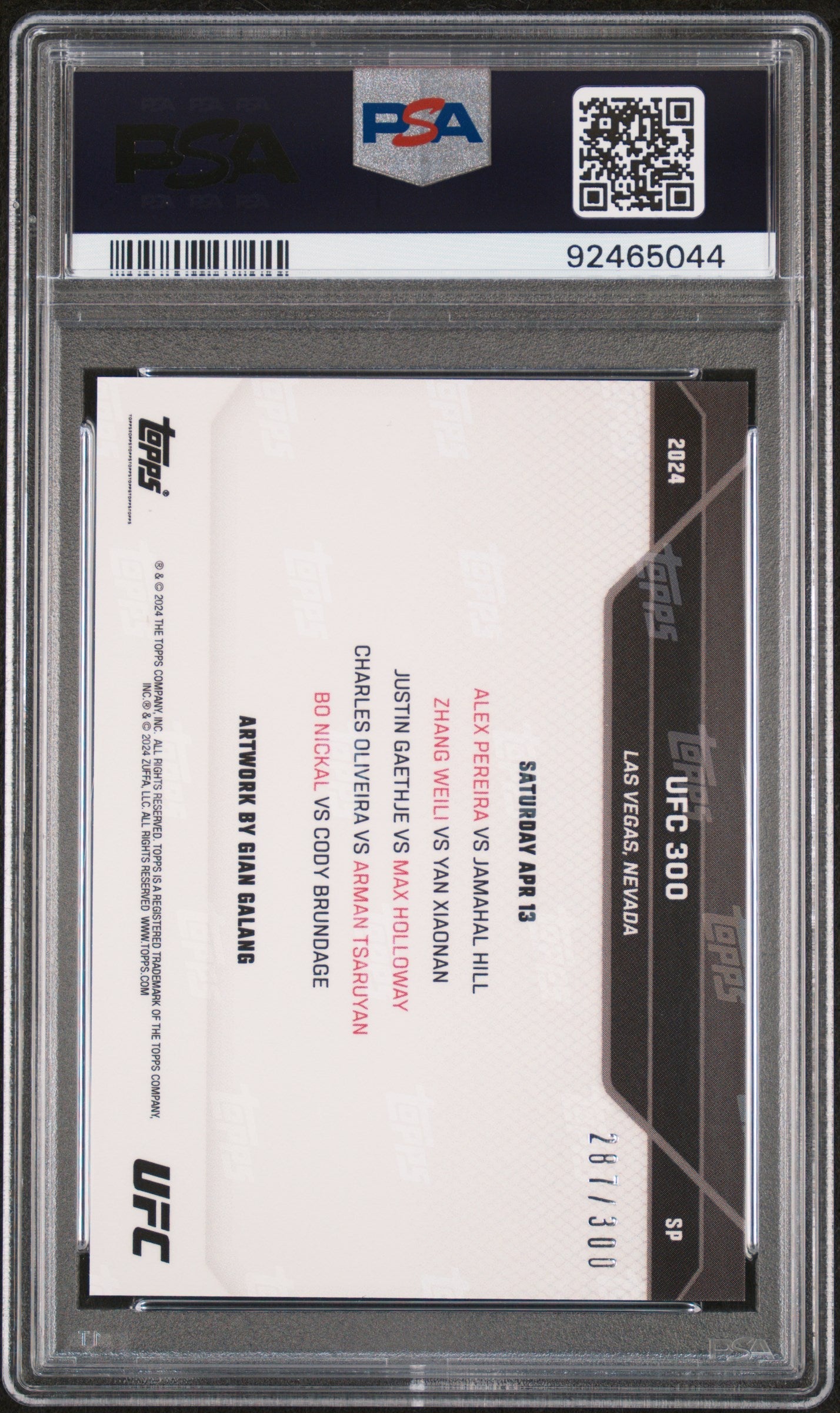 Graded 2024 Topps Now UFC Short Print UFC 300 Poster UFC MMA Card PSA 9 Mint