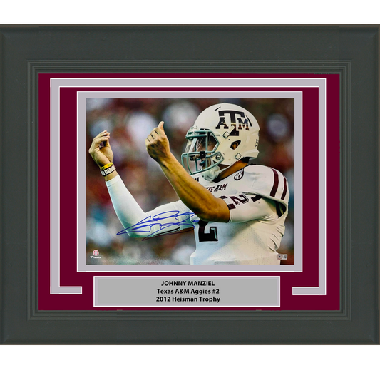 Framed Autographed/Signed Johnny Manziel Money Sign Texas A&M Aggies 16x20 College Football Photo Beckett BAS COA