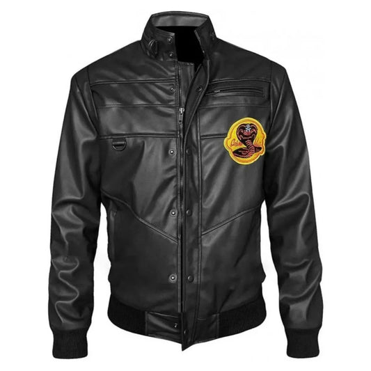 Johnny Lawrence Cobra Kai Black Leather Bomber Jacket