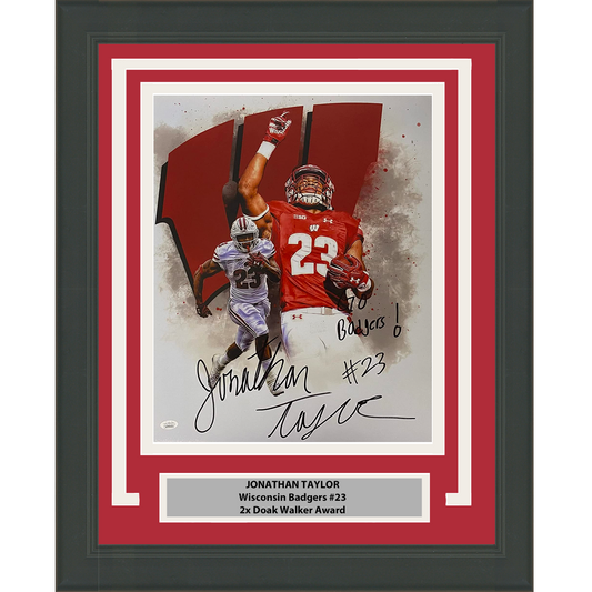Framed Autographed/Signed Jonathan Taylor Wisconsin Badgers 16x20 College Football Photo JSA COA
