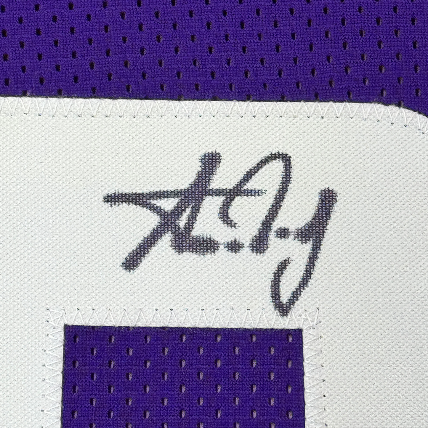 Framed Autographed/Signed Aaron Jones 35x39 Minnesota Purple Football Jersey Beckett BAS COA