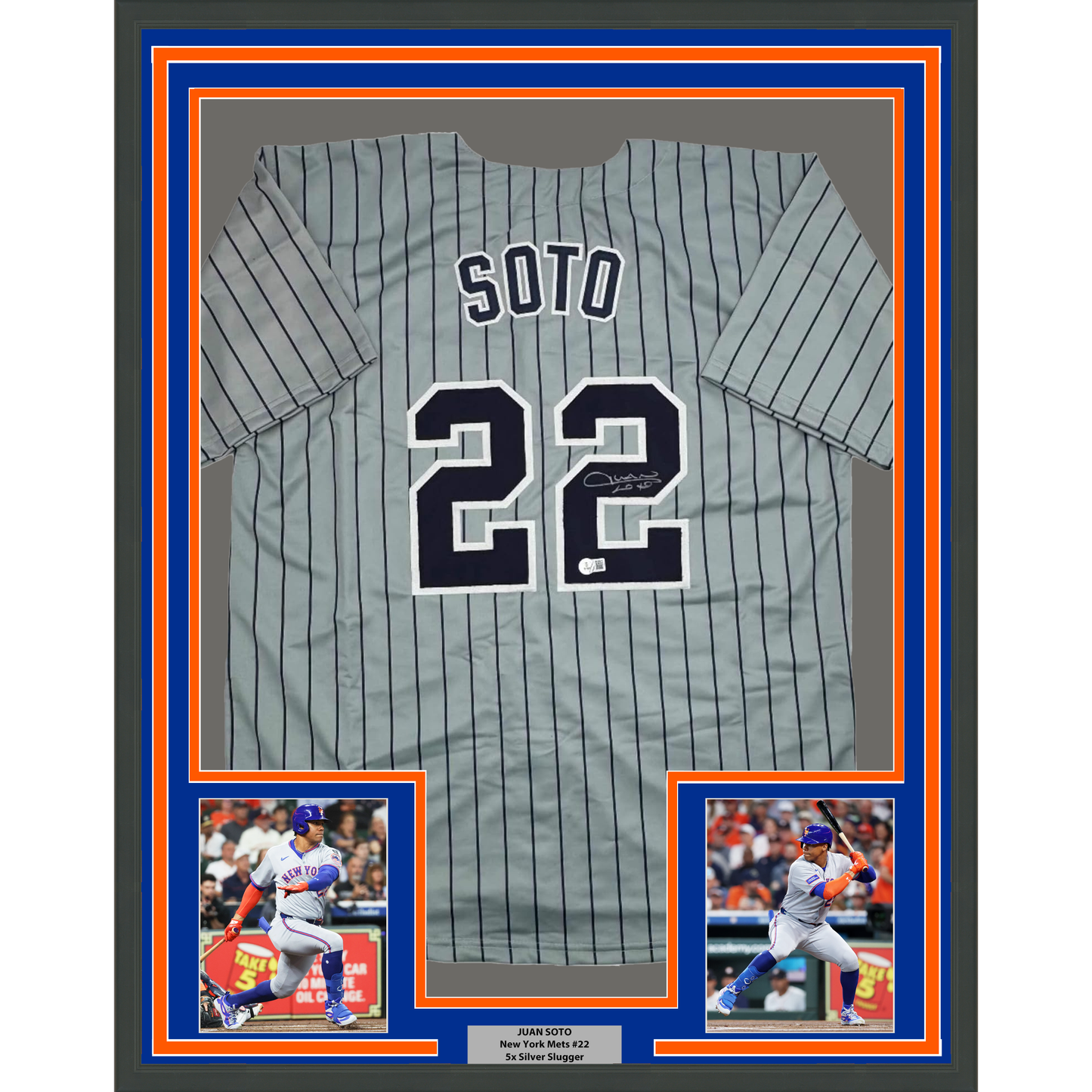 Framed Autographed/Signed Juan Soto 35x39 New York City Connect Baseball Jersey Beckett BAS COA