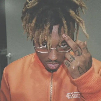 Juice Wrld Or­ange Avi­a­tor Jack­et