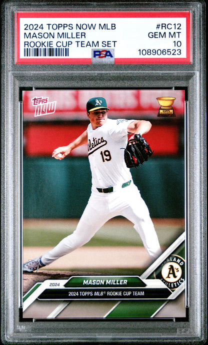 Graded 2024 Topps Now Mason Miller #RC12 Rookie Cup Team Set Baseball Card PSA 10 Gem Mint