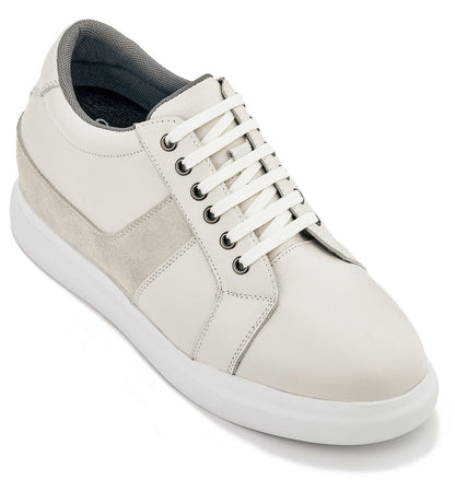 CALTO - K1531 - 3 Inches Taller (Off White) - Lightweight Leather Sneakers - Triathlete Store