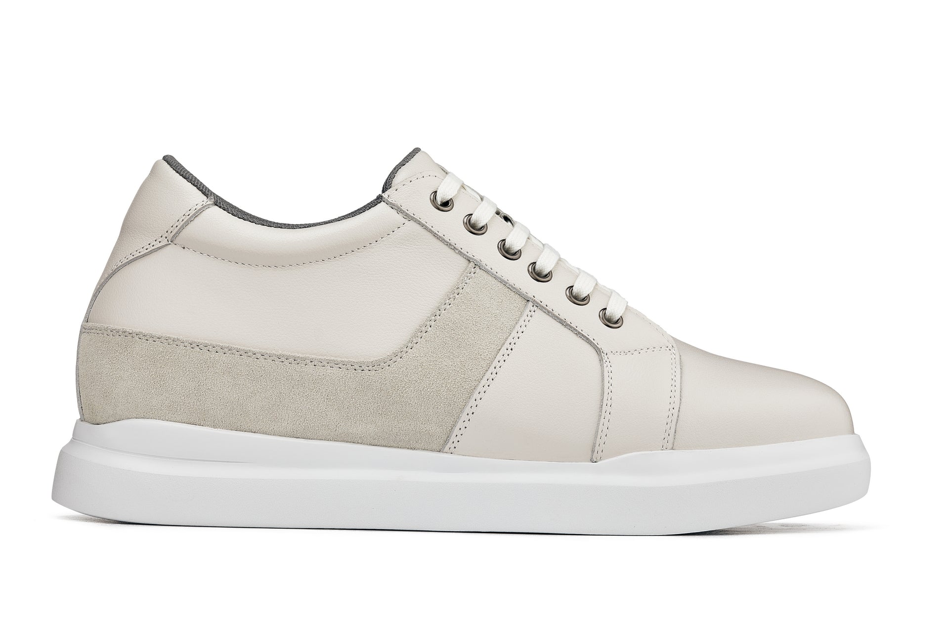 CALTO - K1531 - 3 Inches Taller (Off White) - Lightweight Leather Sneakers - Triathlete Store