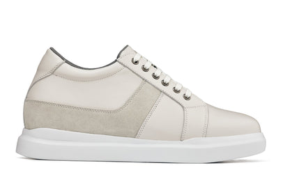 CALTO - K1531 - 3 Inches Taller (Off White) - Lightweight Leather Sneakers - Triathlete Store