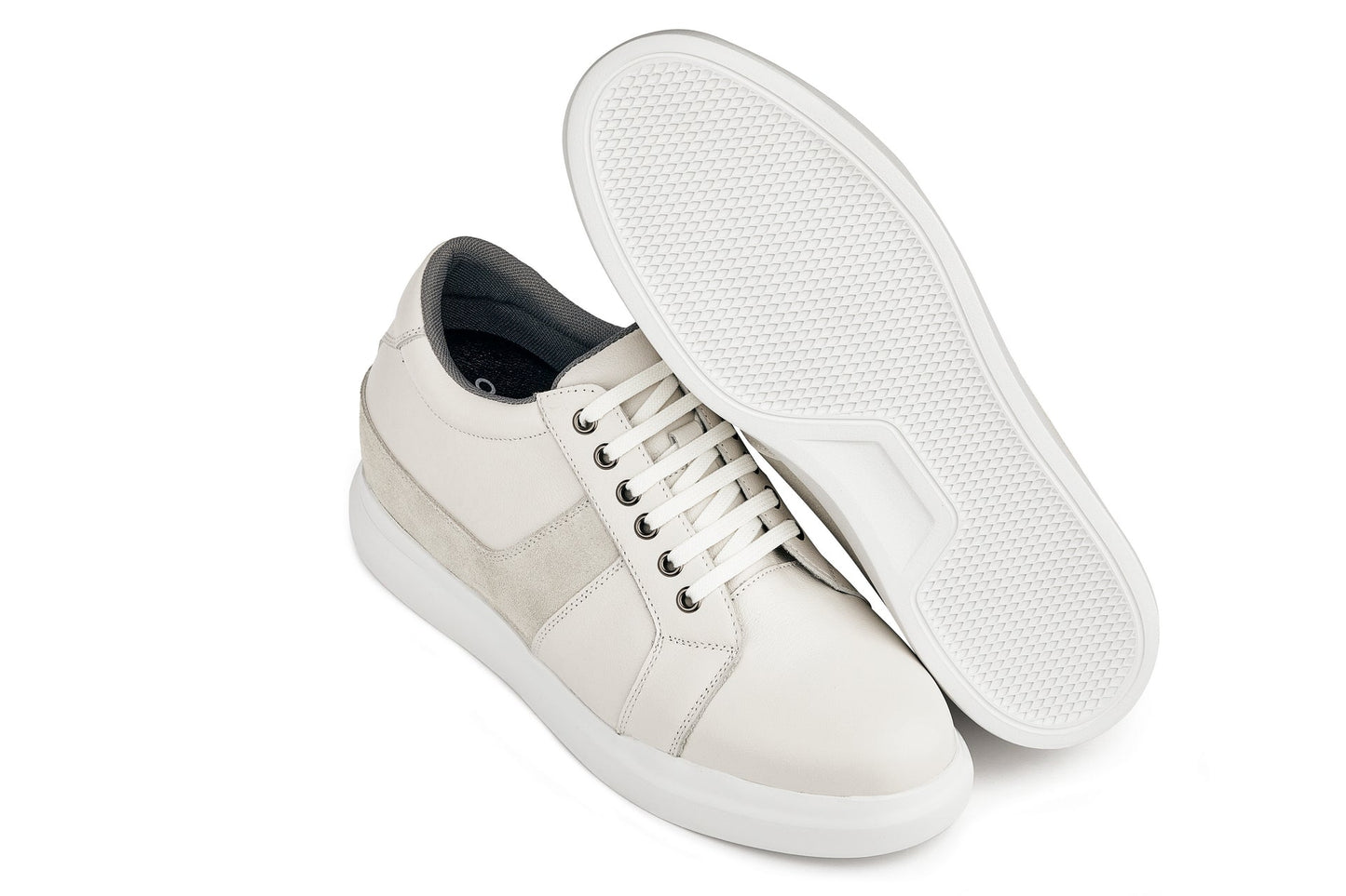 CALTO - K1531 - 3 Inches Taller (Off White) - Lightweight Leather Sneakers - Triathlete Store
