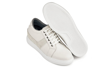 CALTO - K1531 - 3 Inches Taller (Off White) - Lightweight Leather Sneakers - Triathlete Store
