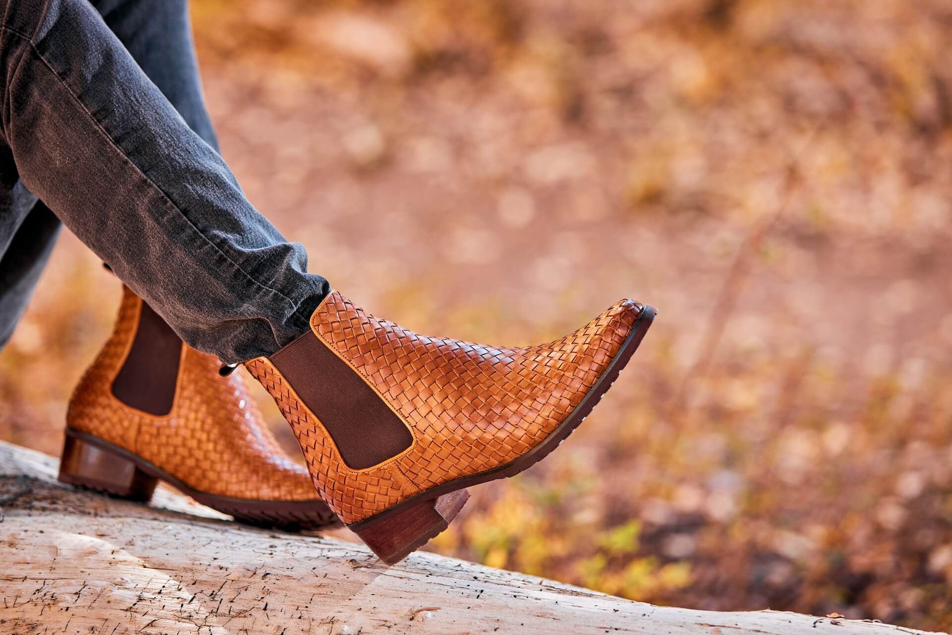 CALTO - K30522 - 3.3 Inches Taller (Brown) - Woven Chelsea High-Top Slip-On Ankle Boots - Triathlete Store