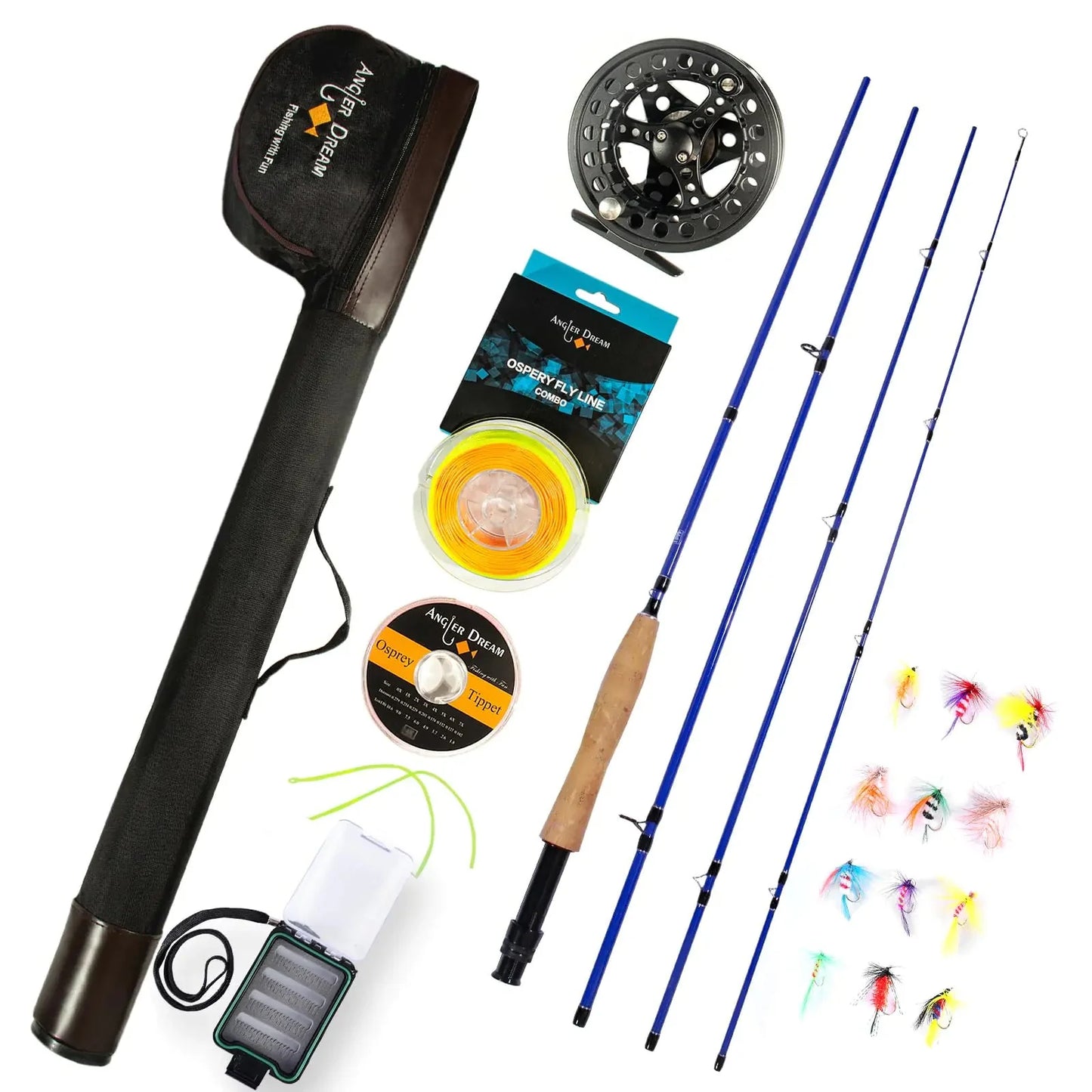ANGLER DREAM Fly Fishing Rod and Reel Combo 8 WT Fly Fishing Combo for Starter 4 Pieces Fly Rod Kit Fly Rod with Reel Kit Fly Fishing Outfit Fly Fishing Combo