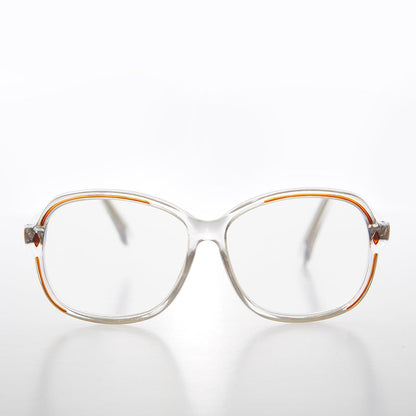 Clear Women's Retro Reading Glasses with Color Accents - Kara