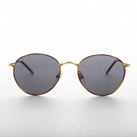 Gold Round Preppy Classic Metal Vintage Sunglass - Kelsey