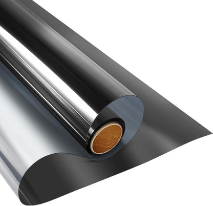 KESPEN Window Film One Way Privacy Heat Control, Black-Silver, 35.4 Inch X 8.2 Feet