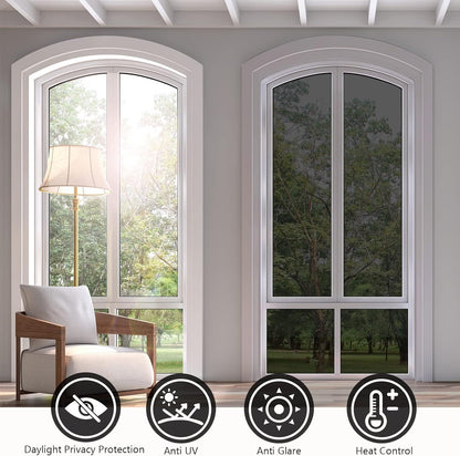 KESPEN Window Film One Way Privacy Heat Control, Black-Silver, 35.4 Inch X 8.2 Feet