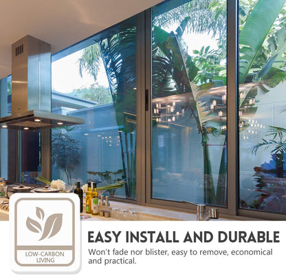 KESPEN Window Film One Way Privacy Heat Control, Black-Silver, 35.4 Inch X 8.2 Feet
