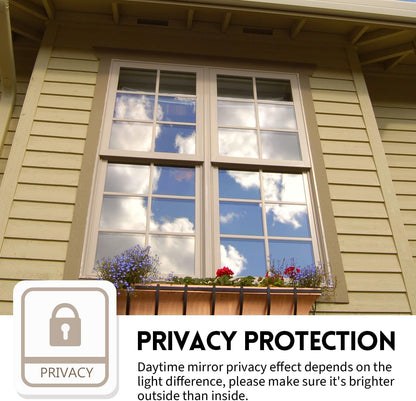 KESPEN Window Film One Way Privacy Heat Control, Black-Silver, 35.4 Inch X 8.2 Feet