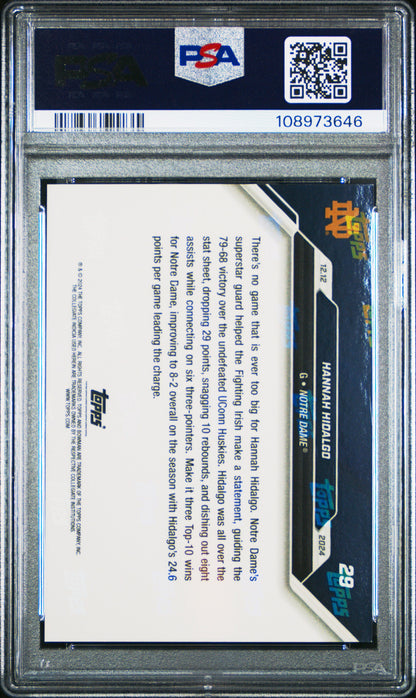 Graded 2024 Topps Bowman U Now Hannah Hidalgo #29 Purple /25 Rookie RC Basketball Card PSA 10 Gem Mint