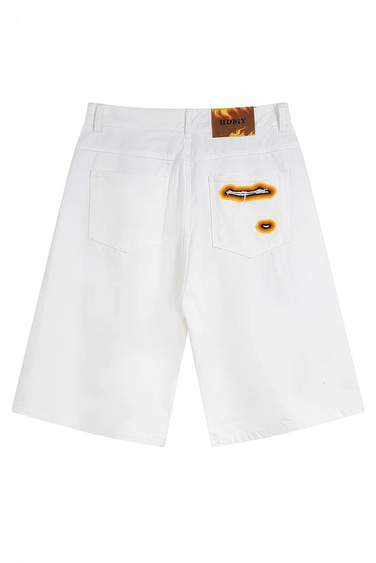 Flame Burnout Distressed Denim Shorts – Bold, Streetwear-Inspired Design