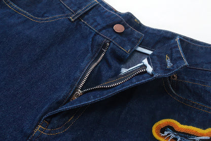 Flame Burnout Distressed Denim Shorts – Bold, Streetwear-Inspired Design