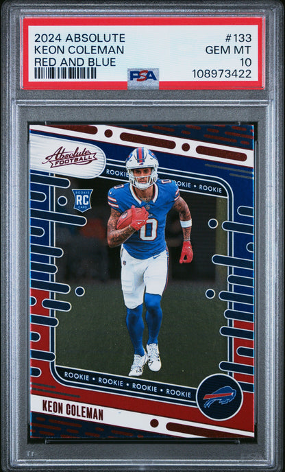 Graded 2024 Panini Absolute Keon Coleman #133 Rookie RC Football Card PSA 10 Gem Mint