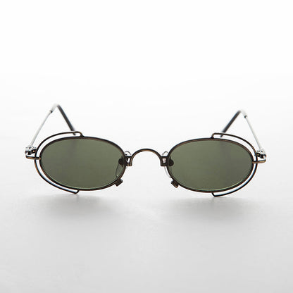 Tiny Oval 90s Metal Vintage Sunglasses - Klaus