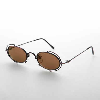 Tiny Oval 90s Metal Vintage Sunglasses - Klaus