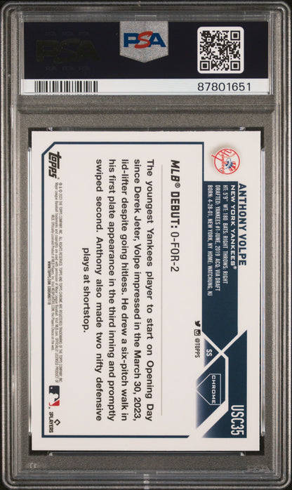 Graded 2023 Topps Chrome Update Anthony Volpe #USC35 Refractor Rookie RC Baseball Card PSA 10 Gem Mint